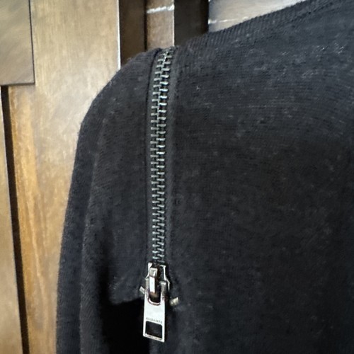 AllSaints Merino Women Wool Dark Gray Dash Cardigan Sz S Removable Sleeves EUC - Picture 3 of 10