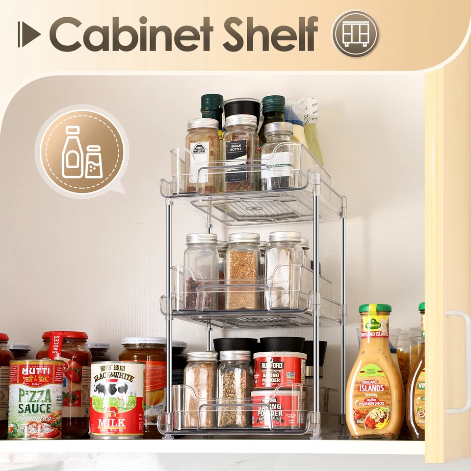 Cesta de almacenamiento deslizante organizadora debajo del fregadero de 3 niveles con divisores contenedor organizador Foto 4 de 4