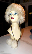 WOMAN'S VINTAGE SHEEPSKIN HAT WITH TIE FRONT