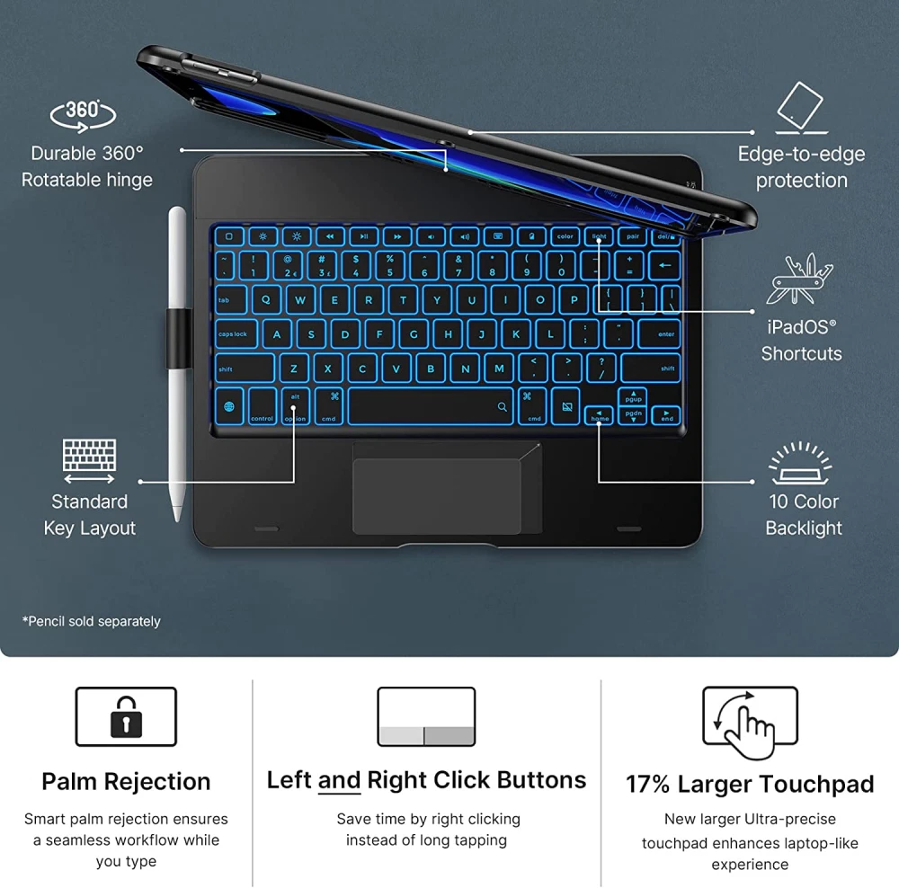  typecase Touch for iPad 9th Generation Keyboard Case