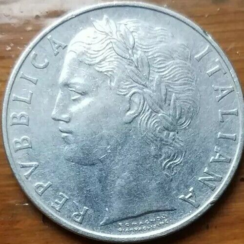 COIN REP. ITALIANA 1968 100L Goddess Minerva stainless steel 8gr FREE SHIPPING - Picture 1 of 6