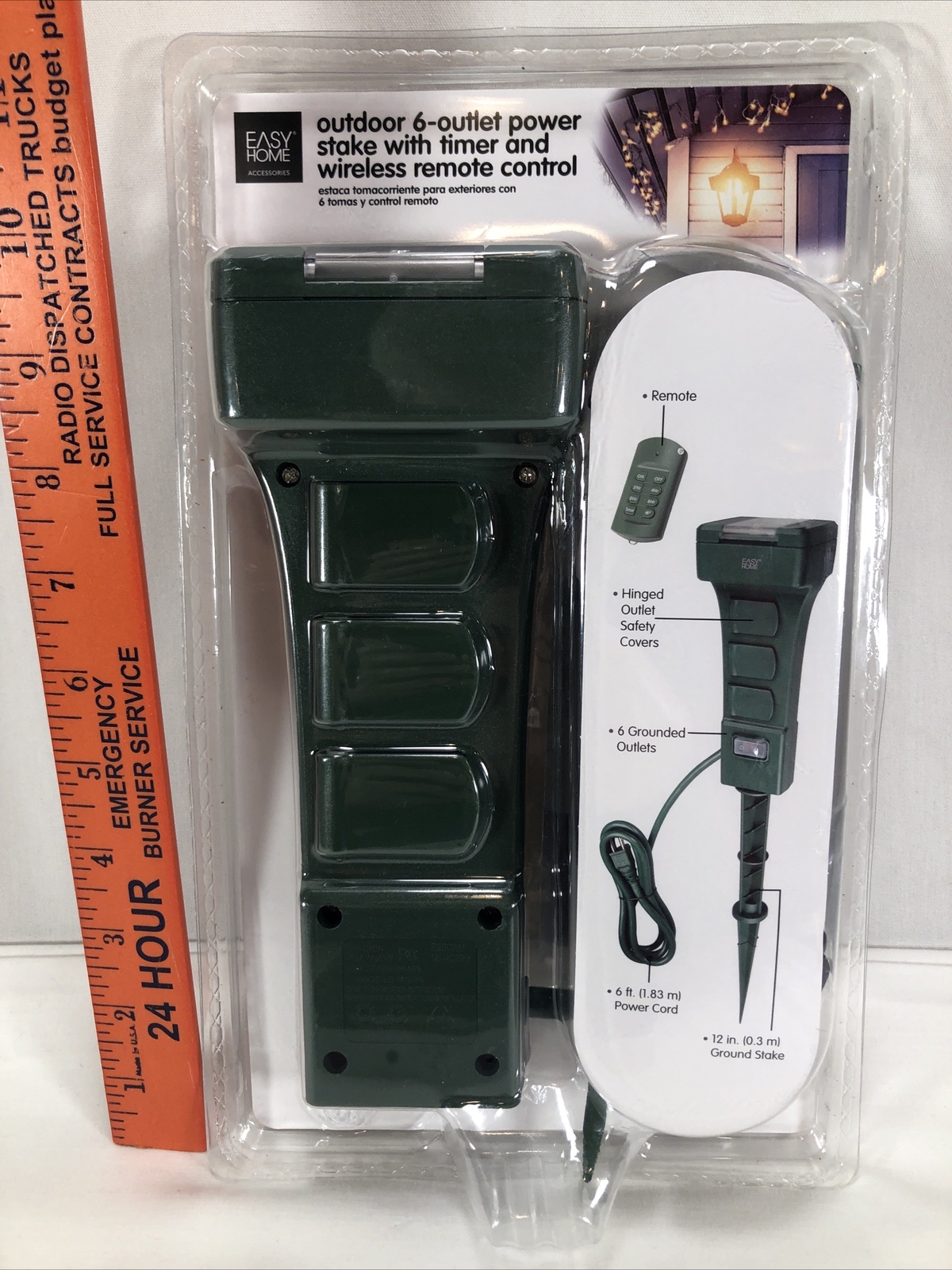Outdoor 6outlet Power Stake With Timer & Wireless Remote Control