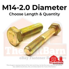 M14-2.0 Class 10.9 Hex Cap Screws Zinc Yellow (Choose Length & Qty)