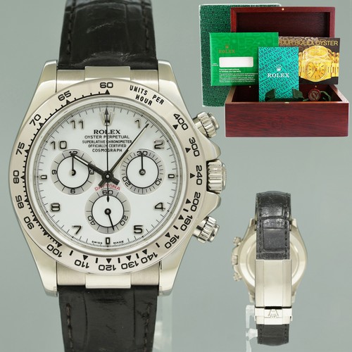 MINT Rolex Daytona White Gold 116519 White Arabic Leather 40mm Watch Box