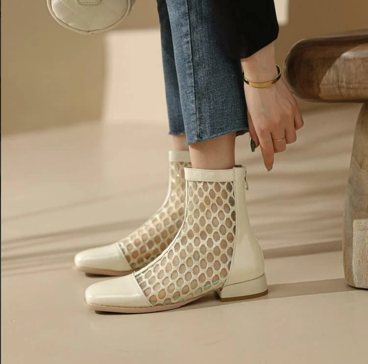 Low Heel Boots, Short Boots, Mesh Boot