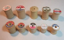 Lot of 10 Assorted Vintage Empty WOODEN SPOOLS