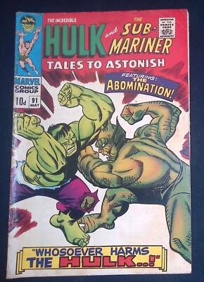 Tales To Astonish #91 Silver Age Marvel Comics 2nd Appearance Of Abomination VG+