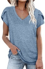 Woman  s blue cute sleeve detail T-shirt size large