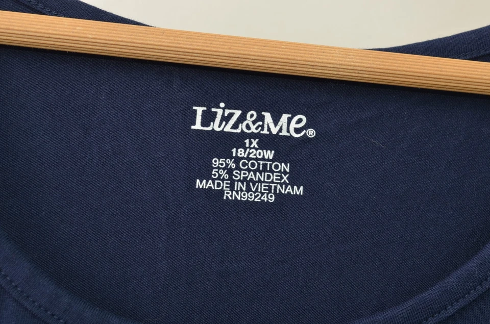 Liz & Me Tank Top Womens 1X 20W Cotton Spandex Blue Embellished T-Shirt - Image 3 of 4