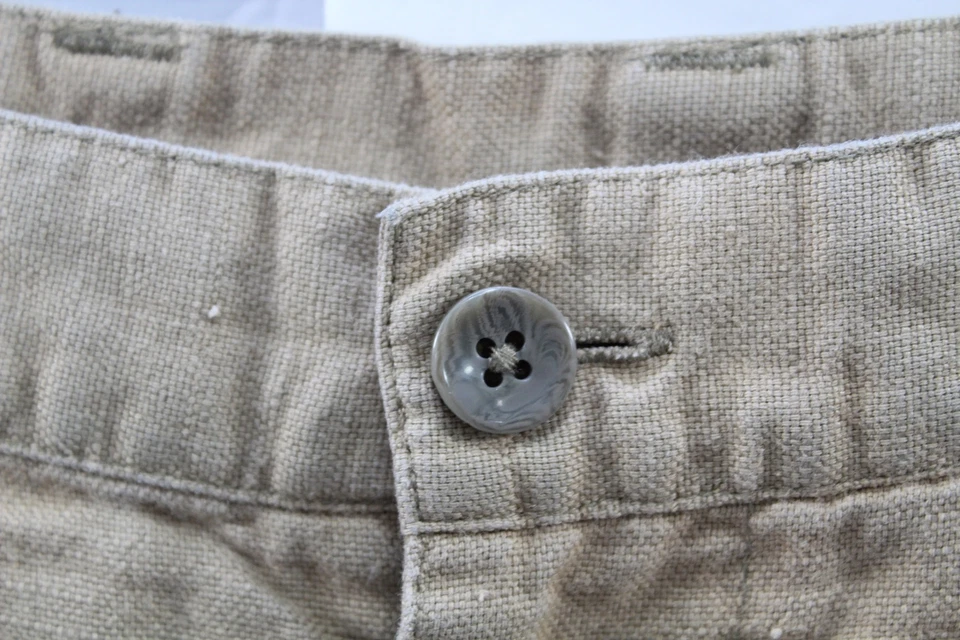 Preswick & Moore Pleated Front Linen Khaki Chino Shorts Mens Size 34 Knee Length - Image 2 of 4