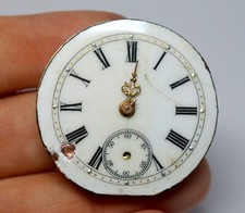 19th CENTURY EUROPEAN POCKET WATCH MECHANISM PORCELAIN DIAL MOVEMENT