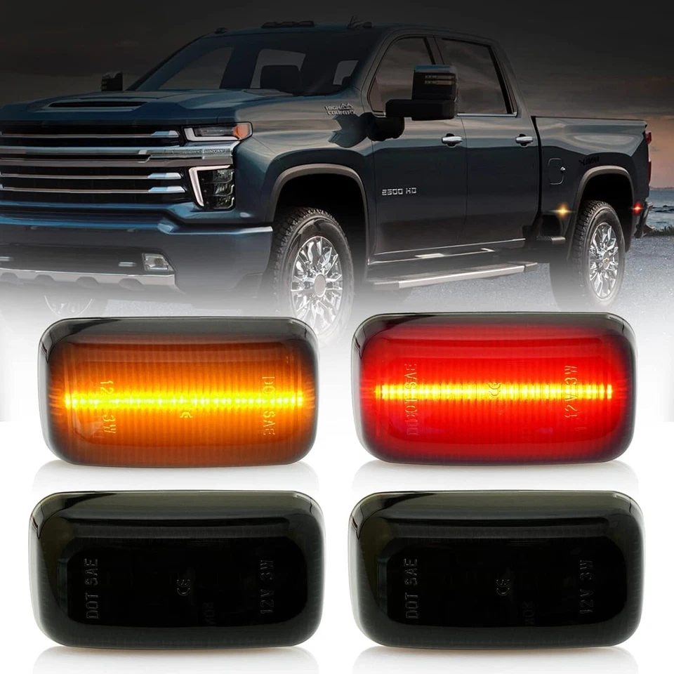 LED Side Marker Lights for 2015-2022 Chevy Silverado GMC Sierra 2500HD 3500HD Foto 2 de 4
