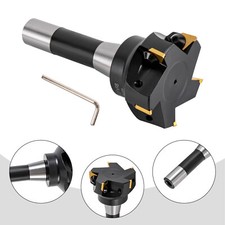 90 Degree Indexable End Mill 3'' Cutting Depth R8 Shank End Mill 5 Flutes+Key US