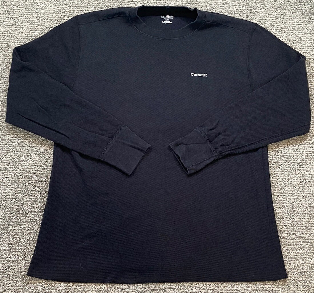 Carhartt Waffle Knit Long Sleeve Thermal Work Shirt Black 2XL Heavy Duty
