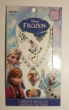 Disney Frozen Metallic Jewelry Tatoos Temporary Tattoos Gift For Girl 2 Sheets