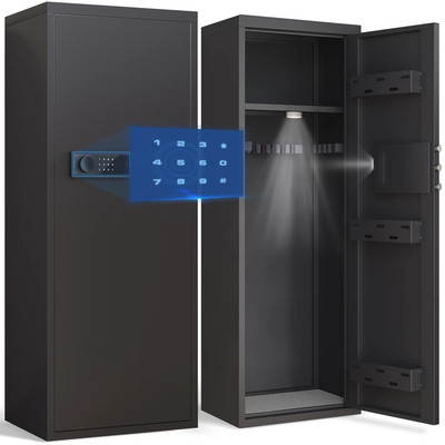 Secure 10-12 Gun Safe with Digital Keypad, Shelves & Adjustable Ammo Box
