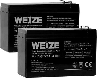  2 Pack 12V 9AH Rechargeable SLA Battery for Razor e200 / e200s / e225 / e300