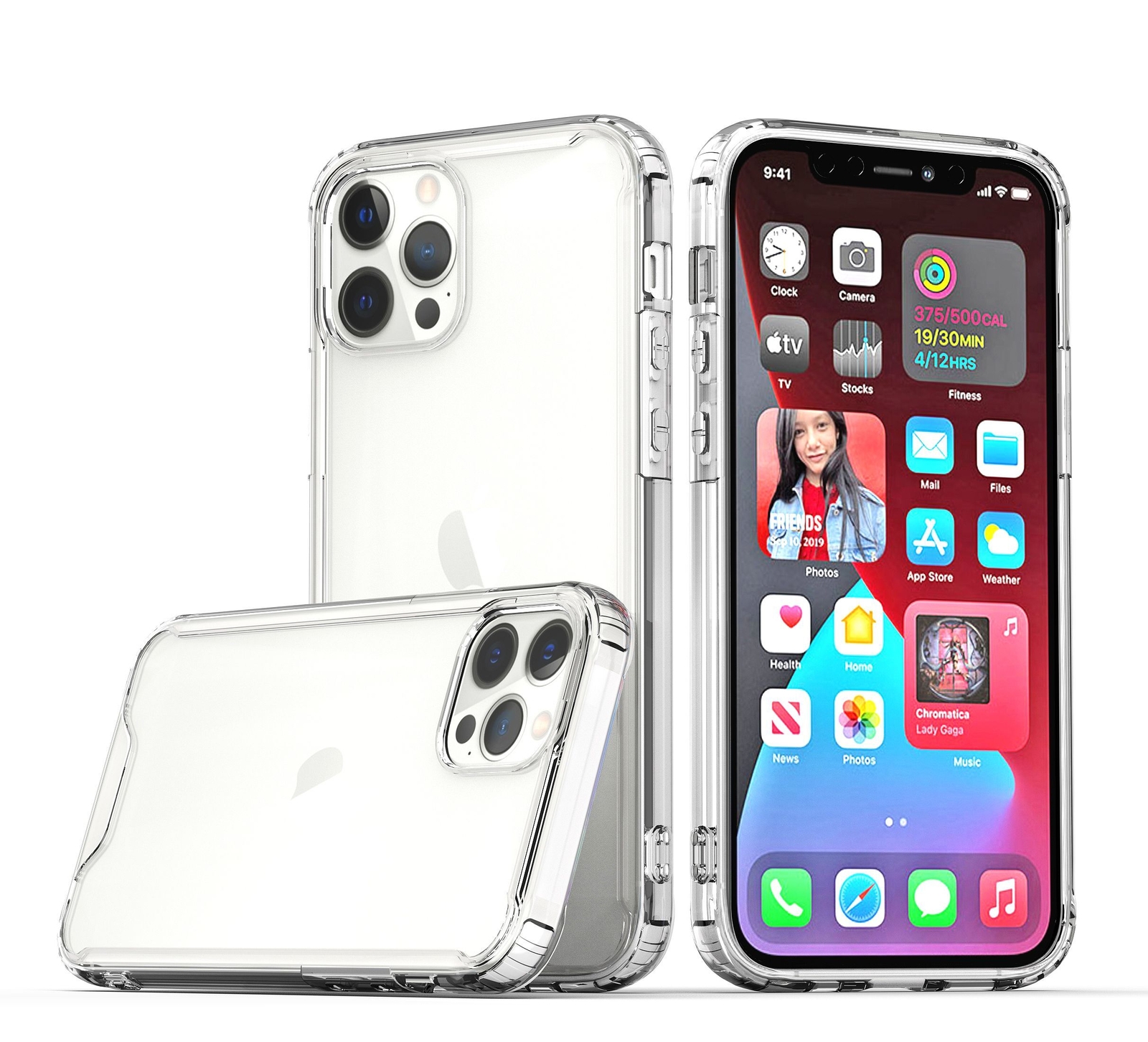 For iPhone 15 Case Shockproof Transparent Hybrid Phone Cover + 2 Tempered Glass-image