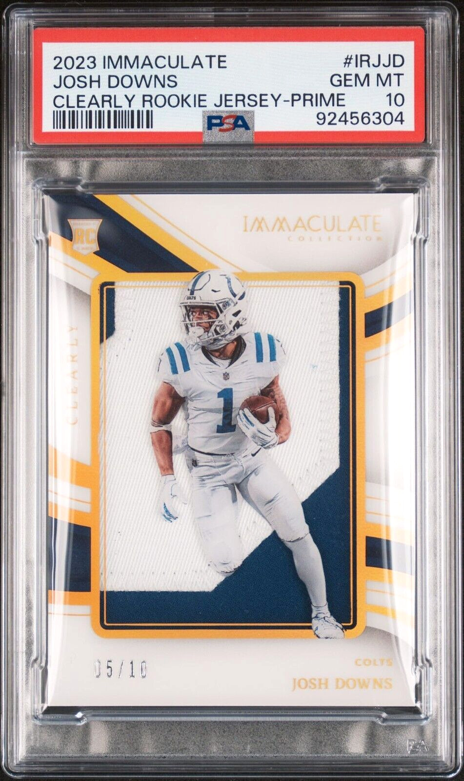 Josh Downs Panini Immaculate Collection Clearly Immaculate Rookie Jerseys #IRJJD Prime