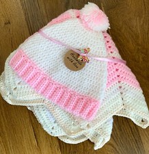 Handmade Girls Knitted Hat  Blanket Set