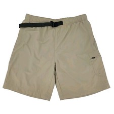 Columbia Shorts Medium Beige Cargo Pockets Belted Hiking 9" Inseam Nylon Men's