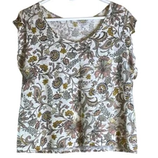 Rachel Zoe Linen Paisley Flutter sleeve Blouse Women’s Size XL