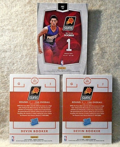 2015-16 Devin Booker Donruss Rated Rookie & Elite Franchise Futures 3 Card Lot - Picture 2 of 2