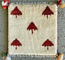 BEAUTIFUL TURKISH RUG, HAND MADE CAUCASIAN SQUARE TREE WOOL CARPET 1FT X 1FT 