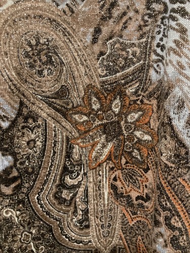 NWT Avenue Paisley Browns Shirt Metallic Thread Detachable Scarf SZ 22/24 Boho - Picture 2 of 18