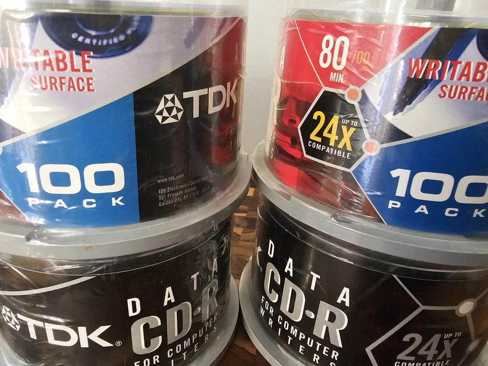 (2) 100 CD-R DATA TDK LOT 200 TOTAL Sealed 700MB. 24x 80 Min - Image 2 of 3