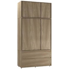 240cm 6 Sliding Door 4 Drawer Wardrobe Clothes Storage Hanging Rail Bedroom