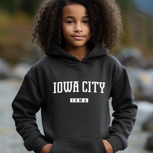 Iowa City Hoodie for Kids | Iowa City Iowa Youth Pullover Hoodie | IC The Town - Picture 3 of 6