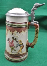 Villeroy & Boch Mettlach #2184 Stein PUG drinking gnomes 1/2 L cir 1898