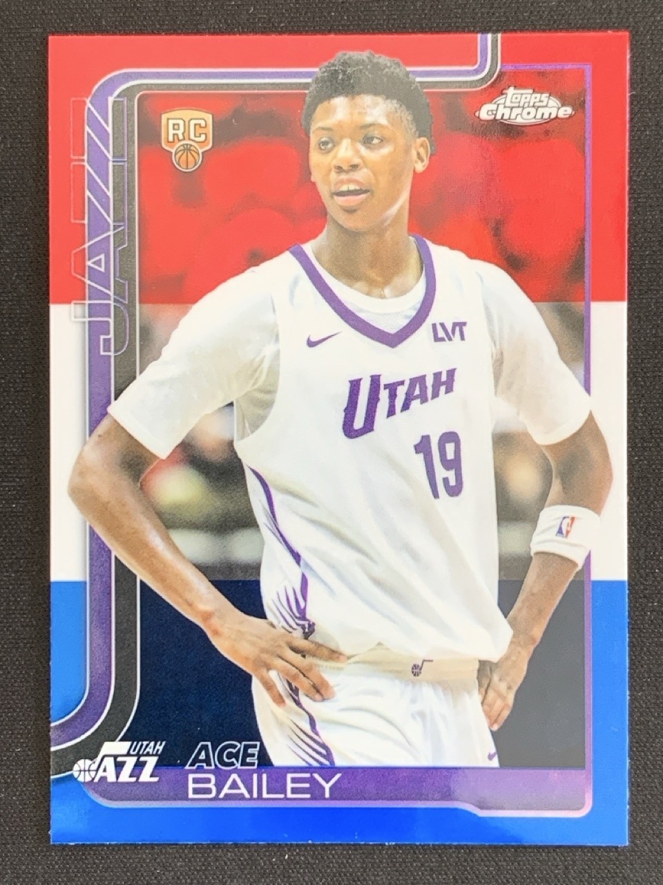 Ace Bailey 2025-26 Topps Chrome Red/White/Blue Refractor Base RC #255 -15d