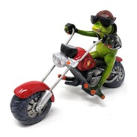Dekofigur Frosch Auf Rotem Motorrad Biker Frosch L. 22Cm Formano Froschhausen