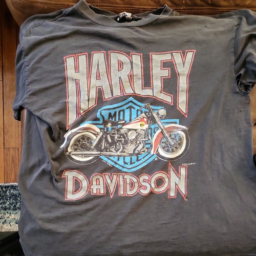 80s Harley Davidson Vintage T-shirt made USA graphics fun wear inc. size L. 80s