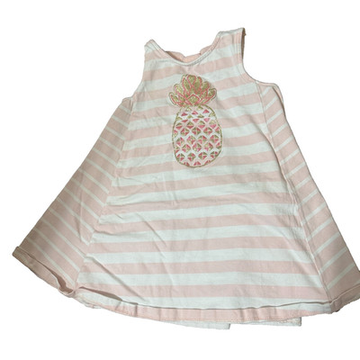 Tommy Bahama Girls Dress Size 3T pink striped pineapple summer sun tank
