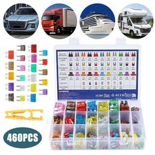 460Pcs Car Fuses Boxed Assorted Van Bike Fuse Set 2A 3A 5A 7.5A 10A 15A 20A 25A