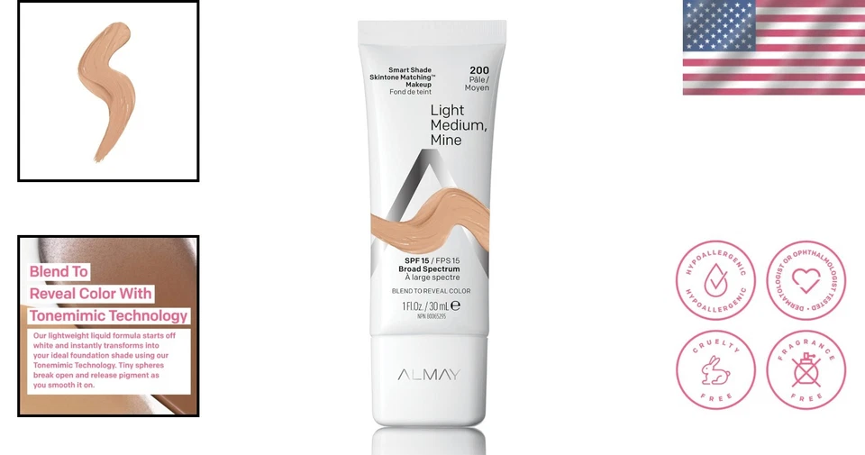 Luminous Glow Liquid Foundation with SPF 15 - Hypoallergenic, 1 Oz, Light/Medium - Image 2 of 4