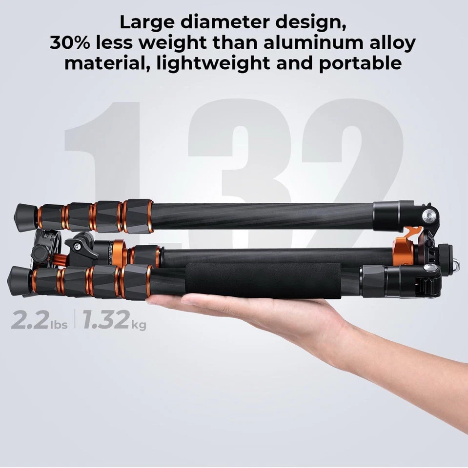 K&F Concept 68in Carbon Fiber Camera Tripod with Ball Head,Quick Release Plate - Image 4 of 4