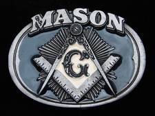 QK05103 *NOS* VINTAGE 1985 **MASON (SQUARE & COMPASSES)** FREEMASON BELT BUCKLE