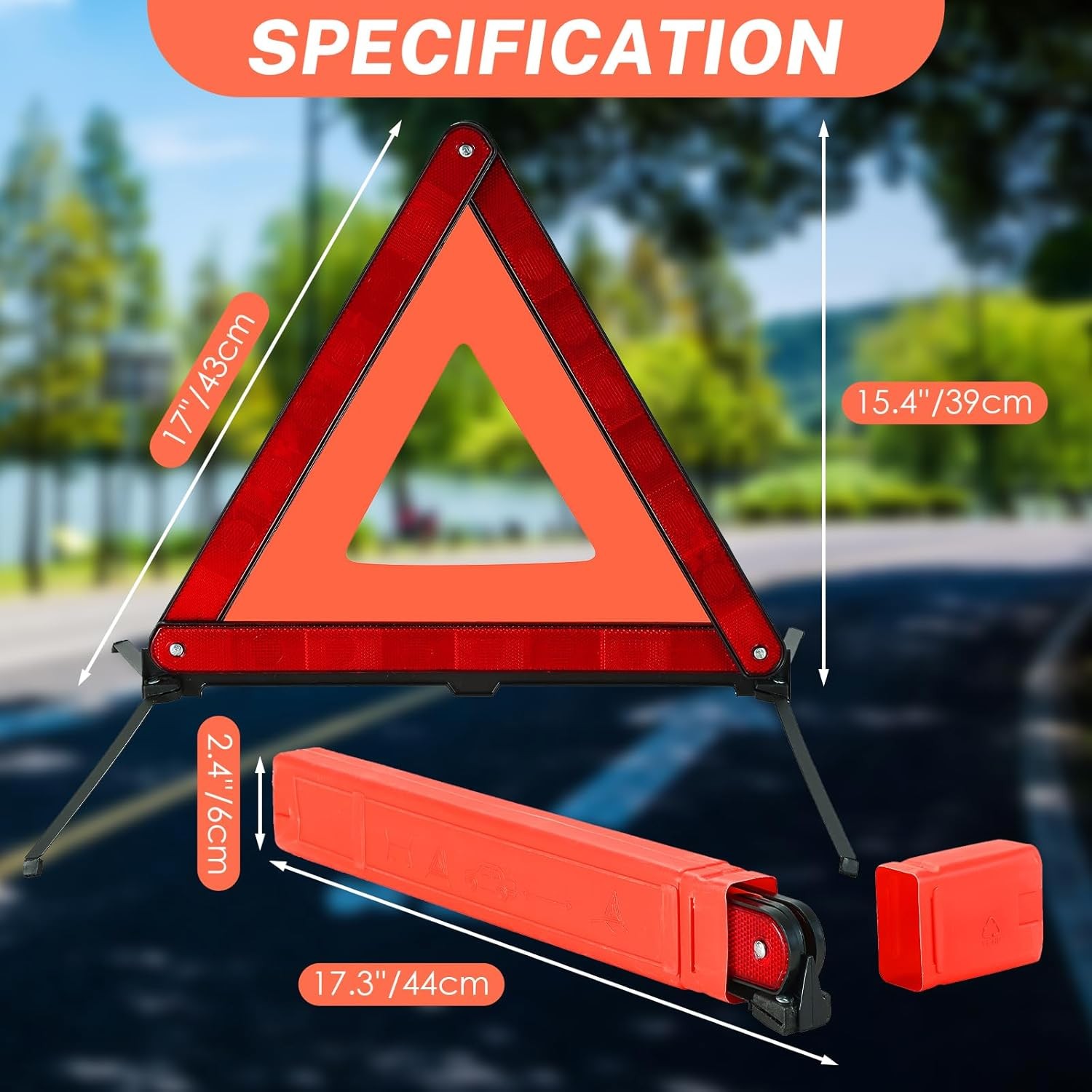 3 Pack Emergency Warning Triangles Reflective Roadside Safety Triangle ...