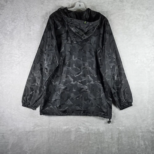 Monster Energy Camo Anorak Windbreaker Pullover Mens Medium Black Hooded Jacket image 2