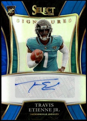 2021 Panini Select #SSP-TET Travis Etienne Jr. Blue Prizm #/25 Rookie Auto E1
