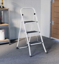 3 Step Ladder Folding Portable Compact Heavy Duty Iron Anti-Slip Mat Stool
