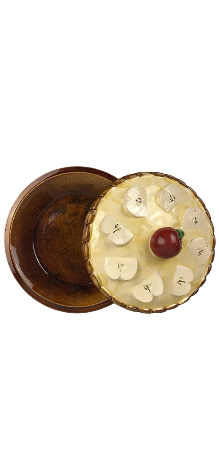 Vintage Apple Pie Covered Pie Keeper Saver Over and Back Inc. Made in Portugal