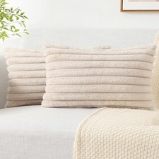 Pallene Faux Fur Plush Lumbar Throw Pillow Covers 12x20 Set of 2, Luxury Soft...