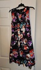 Vince Camuto Floral Print Sleeveless Pleated Knee-Length Dress Evening Wedding