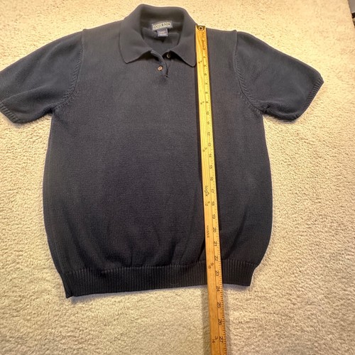 Vintage Y2K Lands End Womens Sweater Polo Shirt Short Sleeve Blue L Made in USA - Picture 8 of 8