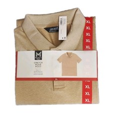 New Member's Mark Men's Stretch Polo Size XL Knit Khaki 2 Button Collar